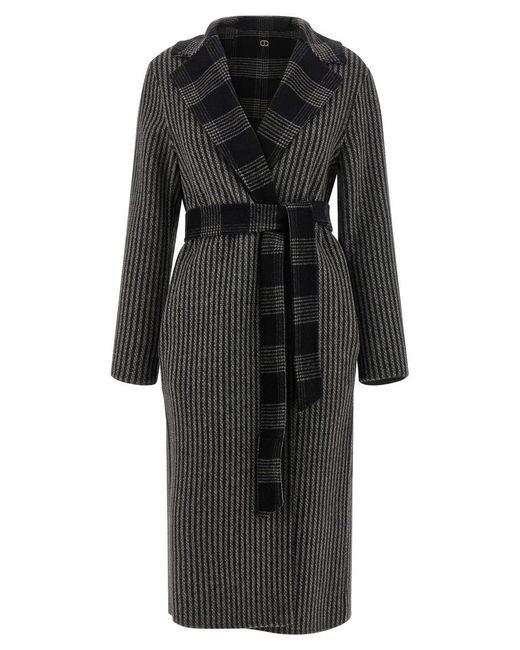 Twinset Black Reversible Coat With Double Cloth
