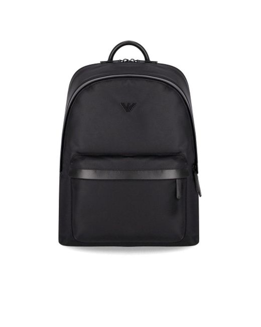 Emporio Armani Black Nylon Backpack for men