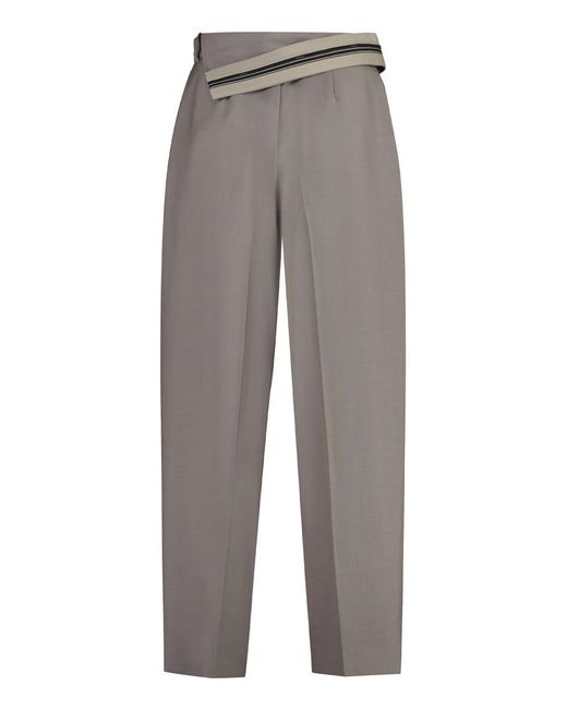 Fendi Gray Wool Carrot-Fit Trousers