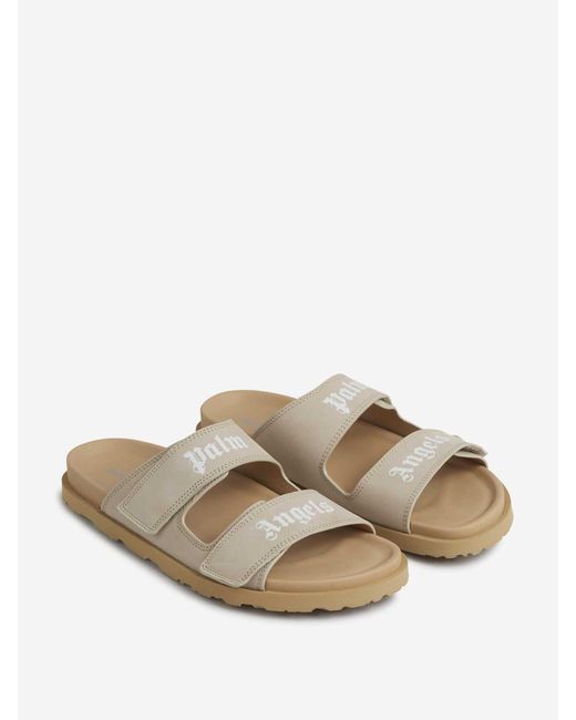 Palm Angels White Logo Nubuck Sandals for men