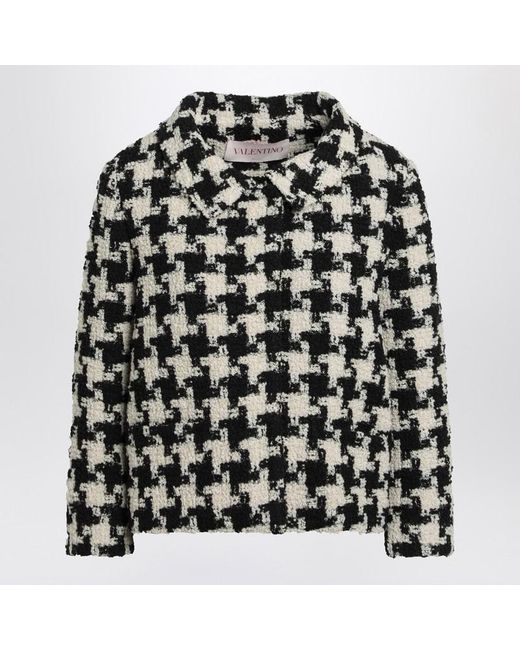 Valentino Garavani Black Ivory/ Macro Houndstooth Jacket