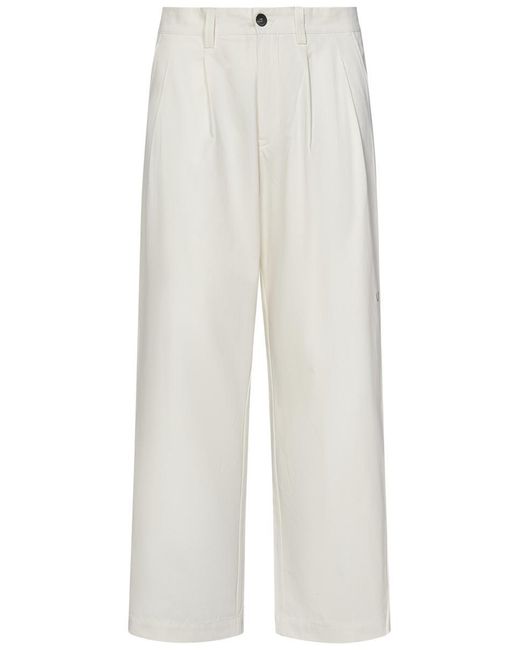 Sease White 2 Pences Wide Fit Trousers for men