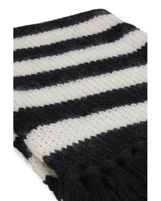 Saint Laurent Black Striped Wool-mohair Blend Scarf for men