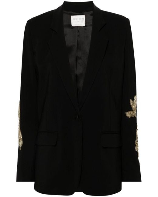 Forte Forte Black Forte_forte Embroidery Stretch Crepe Cady Jacket Clothing