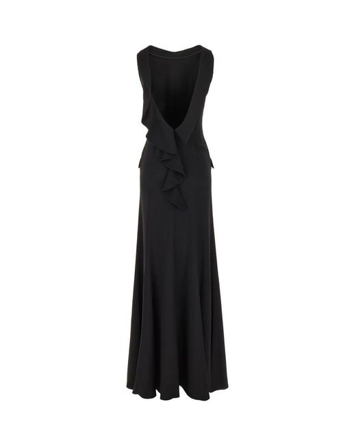 Alberta Ferretti Black Viscose Blend Long Dress