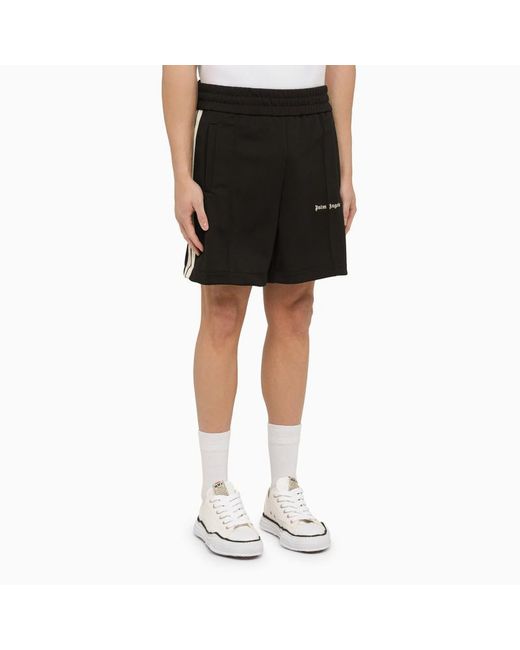 Palm Angels Black Cotton Bermuda Shorts With Logo for men