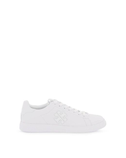 Tory Burch White 'howell Court' Sneakers With Double T