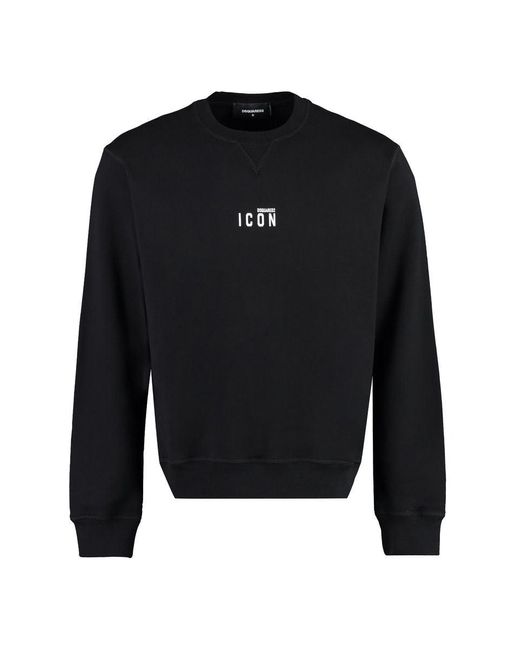 DSquared² Black Printed Cotton Sweatshirt for men