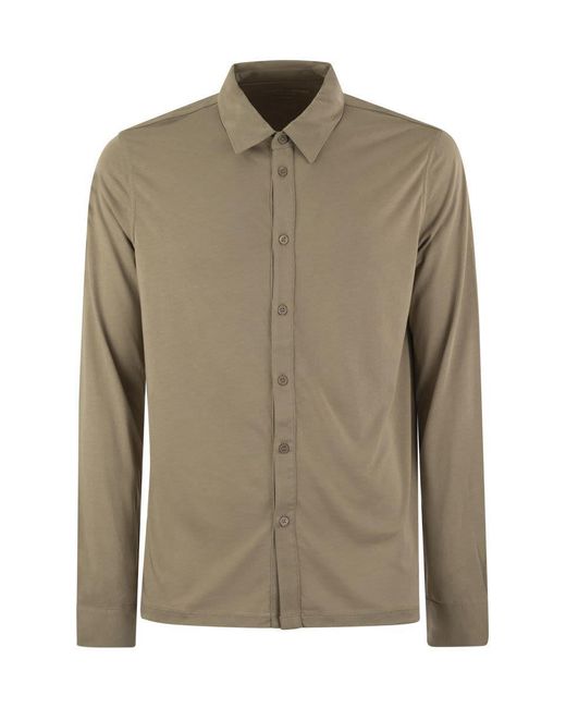 Majestic Filatures Green Long-sleeved Shirt In Lyocell And Cotton for men
