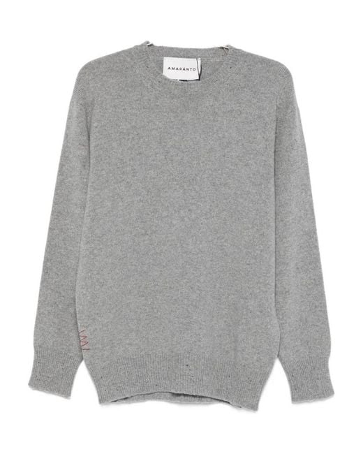 Amaranto Gray Crew Neck Sweater for men