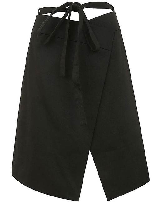 Patou Black Wrap Midi Skirt
