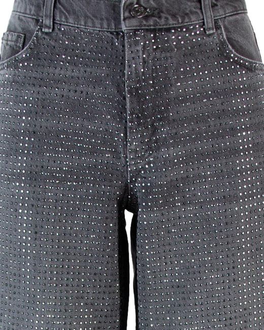 Liu Jo Gray Jeans Baggy Con Strass Grigio