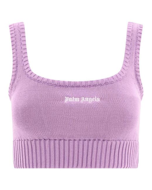 Palm Angels Purple "Classic Logo" Knit Top