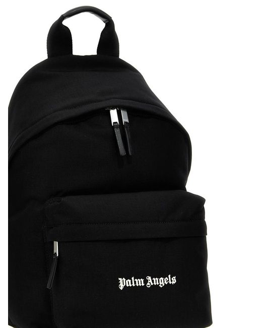 Palm Angels Black Logo Print Backpack Backpacks for men