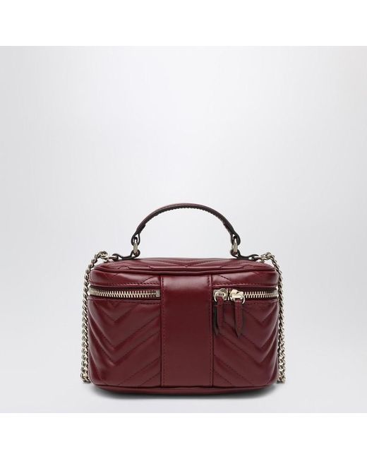 Gucci Purple Mini Vanity Bag Gg Marmont Rosso Ancora
