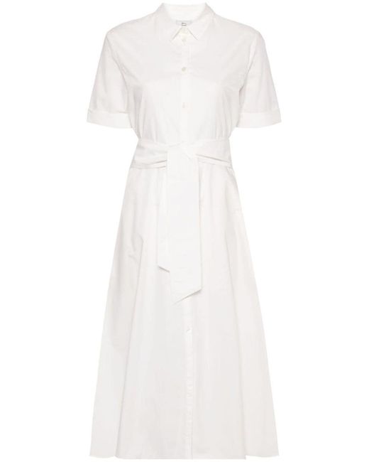 Woolrich White Belted Poplin Shirt Dress