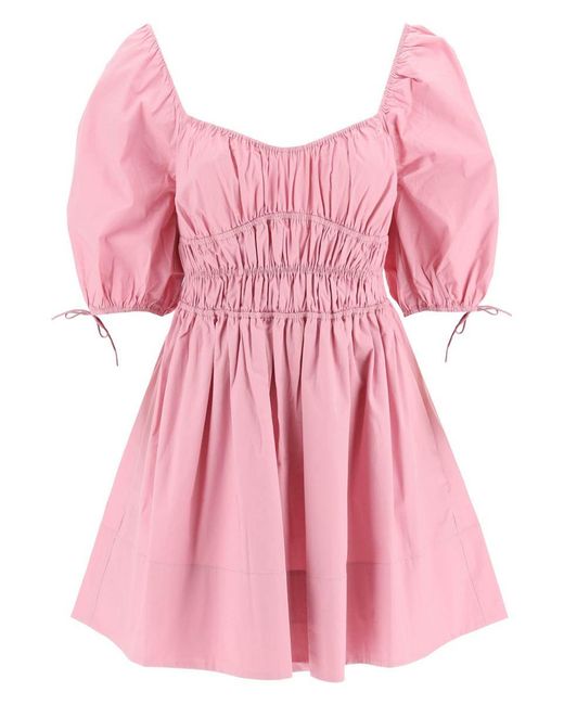 Staud Pink 'faye' Mini Cotton Dress
