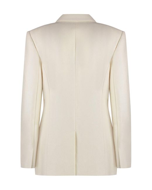Chloé Natural Double-Breasted Wool-Silk Blazer