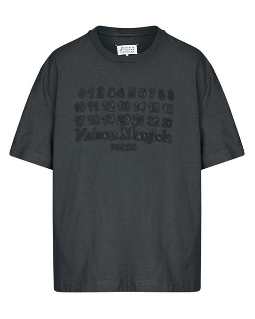 Maison Margiela Black T-Shirt With Embroidered Logo for men