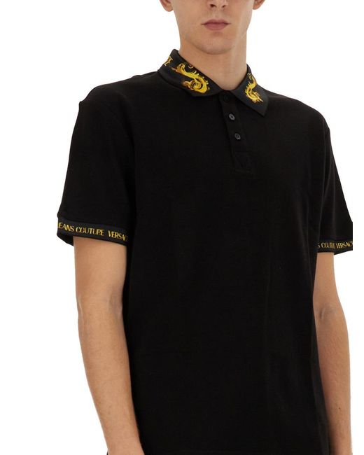 Versace Black Polo With Logo for men