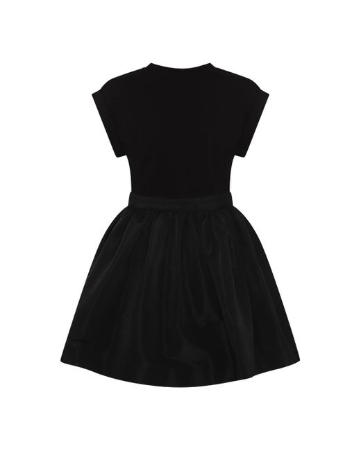 Alexander McQueen Black Brand-embellished Hybrid Cotton Mini Dress