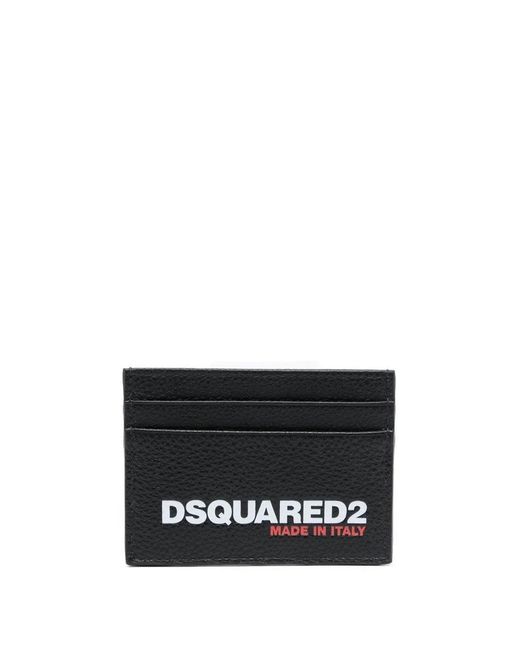 DSquared² White Logo Print Leather Cardholder for men