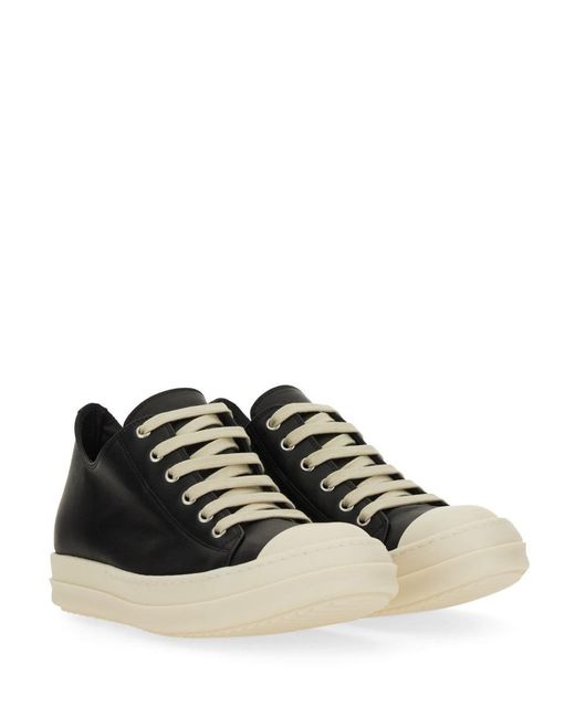 Rick Owens Black Leather Sneakers