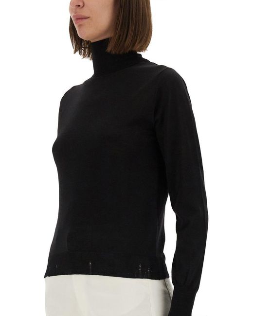 Golden Goose Deluxe Brand Black Fitted Turtleneck Sweater With Metallic Star Accents