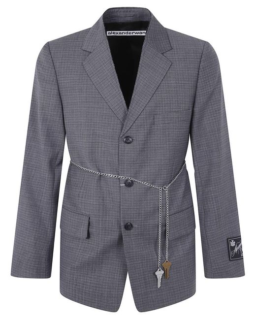Alexander Wang Blue Tailored Blazer With Chain
