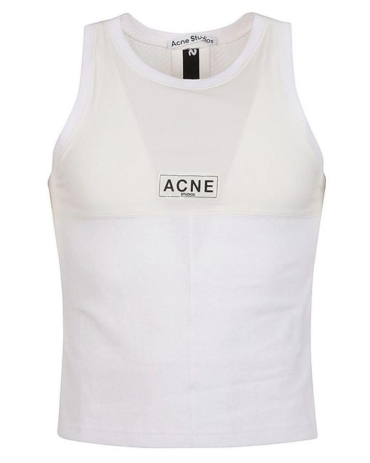 Acne White Logo Tank Top for men