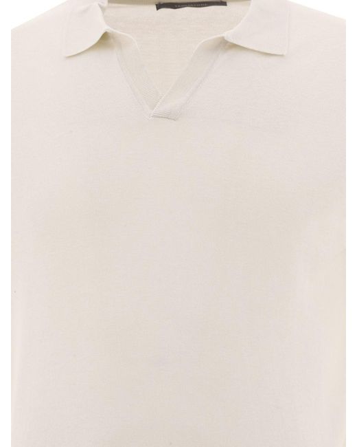 Tagliatore White Silk Polo Shirt for men