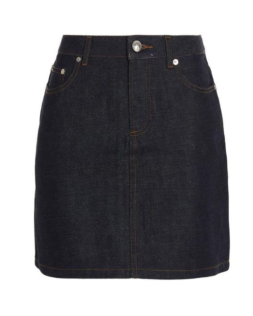 A.P.C. Black 'jupe Standard' Denim Skirt