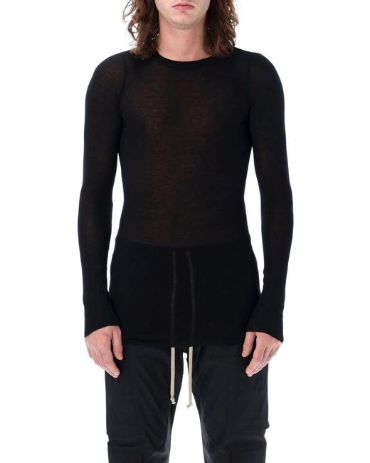 Rick Owens Black Textured Ribbed Tee for men