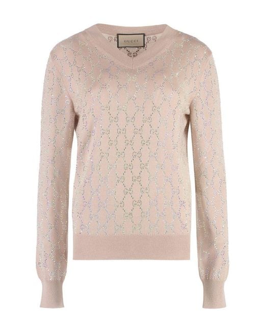 Gucci Pink V-neck Sweater