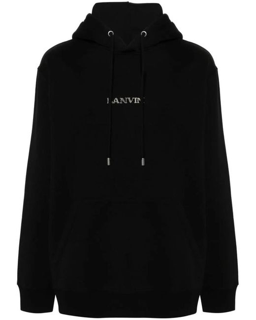 Lanvin Black Oversized Embroidered Hoodie Clothing