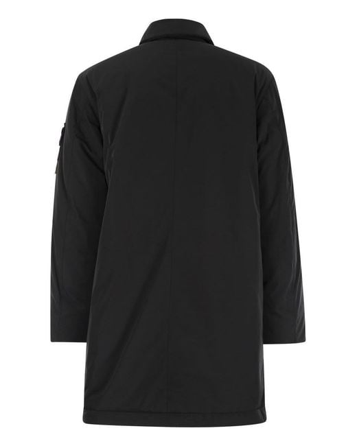 Stone Island Black Padded Car Coat With Anti-Drip And Snap Pockets for men