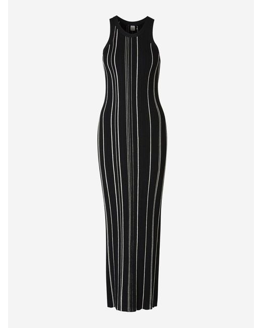 Totême  Black Striped Ribbed Midi Dress