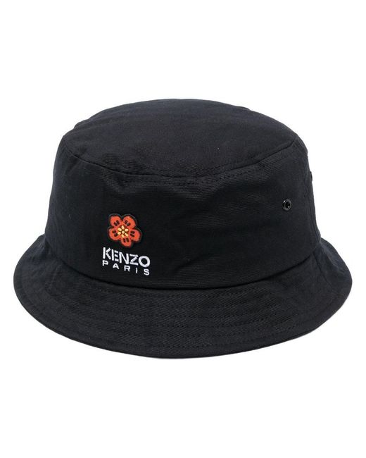 KENZO Black Logo Bucket Hat for men