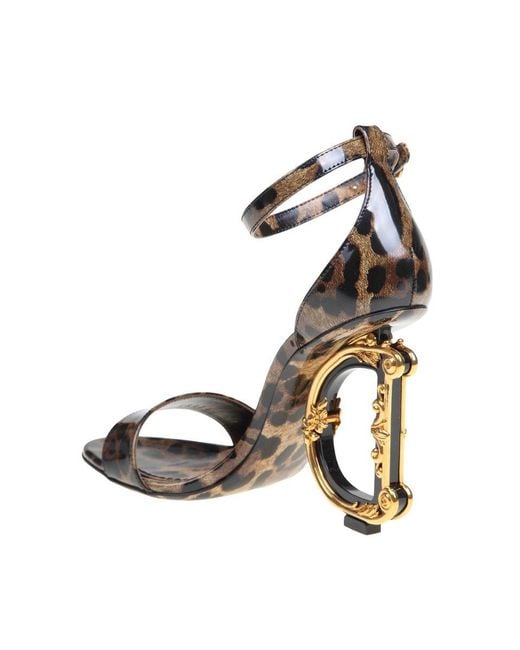 Dolce & Gabbana Metallic Animal-print With Logo Heel Sandals