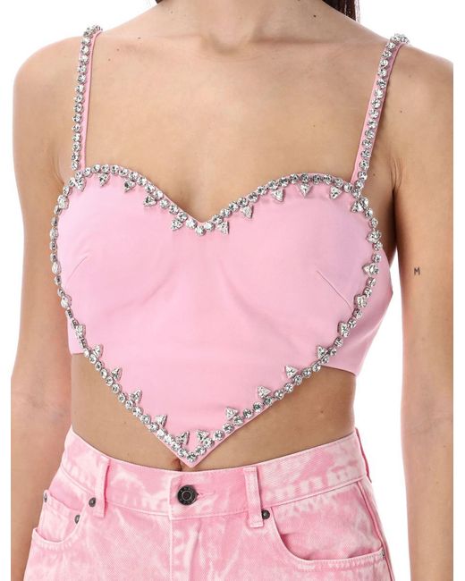 Area Pink Crystal Trim Heart Top