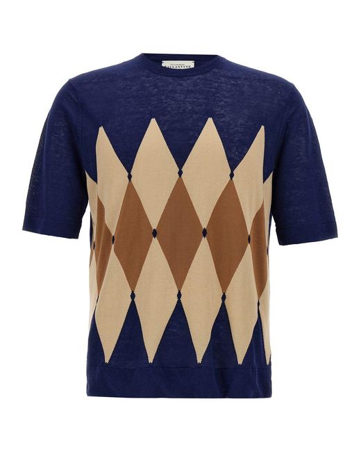 Ballantyne Blue 'argyle' T-shirt for men