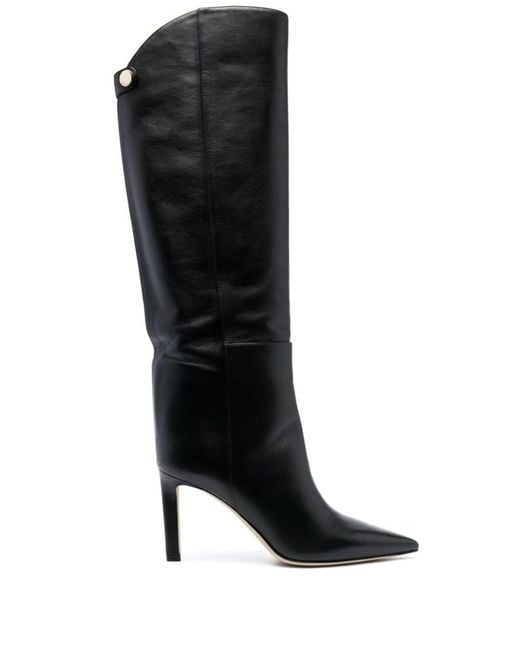Jimmy Choo Black Alizze Pointed-toe Leather Knee-high Boots 7.