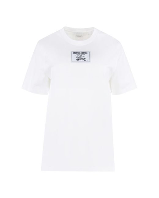 Burberry White Cotton Crew-Neck T-Shirt