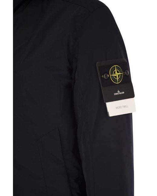 Stone Island Blue Padded Jacket With Hood And Drip-Proof for men