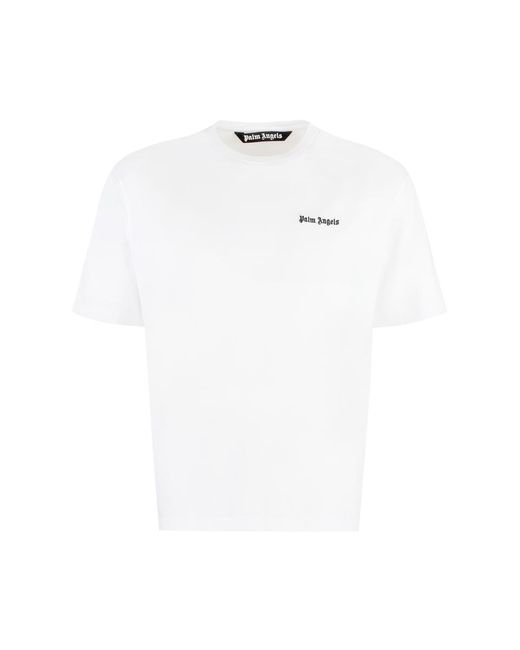 Palm Angels White Cotton Crew-neck T-shirt for men