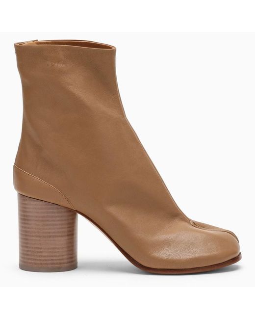Maison Margiela Camel Coloured Leather Tabi Ankle Boots in Brown Lyst
