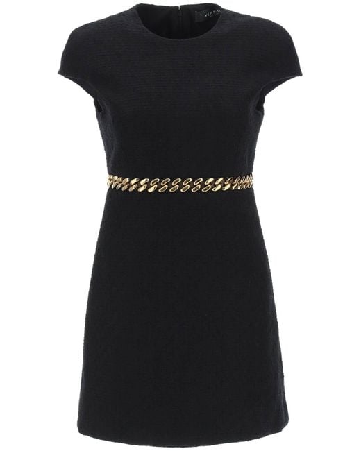 Versace Tweed Dress With Chain in Black Lyst Australia