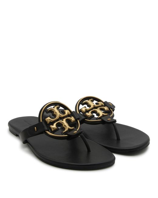 Tory Burch Black Leather Miller Flats