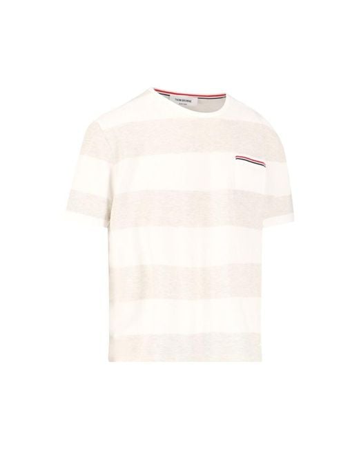Thom Browne White Rugby Stripe" T-Shirt for men