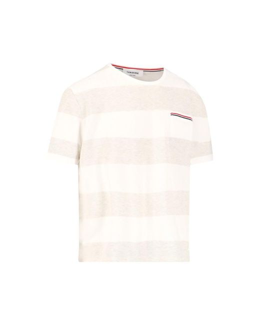 Thom Browne White "rugby Stripe" T-shirt for men